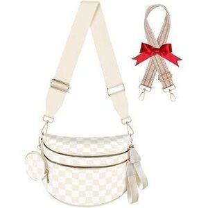 Bum Bags For Women Checkered Crossbody Bag Large Nylon Belt Purse Fanny Packs,